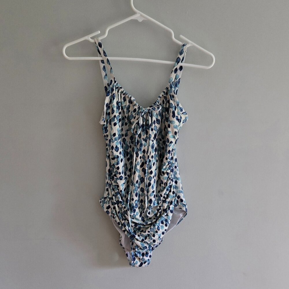 Niptuck Swim Womans One Piece Blue and White Swimsuit